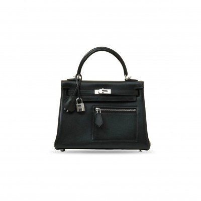 HERMÈS MASTER KELLY COLORMATIC 25 CM BLACK SWIFT LEATHER WITH PALLADIUM HARDWARE (25*19.5*10cm)